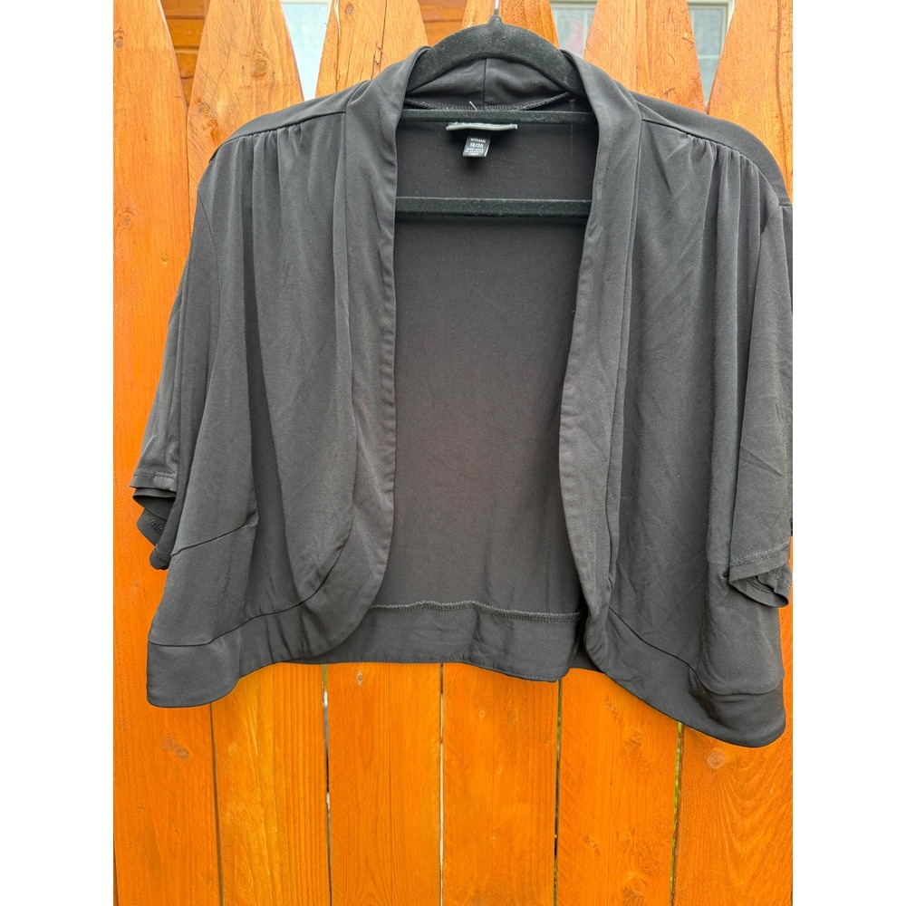 Dressbarn Collection Black Open Front Shrug Cropped Bolero Cardigan Plus 18/20